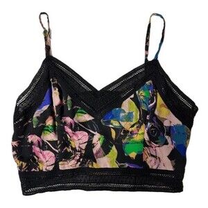 Anthropologie ASTR Floral Print‎ Women’s Crop Cami Lace Trim Back Zipper